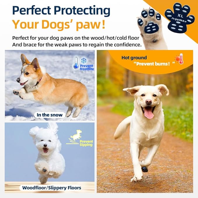 Aqumax Dog Paw Protector Gripper Traction Pads,Dog Paw Covers,Foot Stickers in Summer Hot/Winter Cold Pavement,Dog Shoes Booties Socks Replacement,12 Sets (48 pcs) S Multicolor