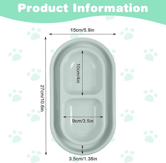 1 Pcs Cat Food Bowl 25 oz Cat Dog Pet Food Bowl Double Plastic No Spill Feeding Water Bowls Ants Go Away Feeding Bowls for Small Medium Pets (Grey)
