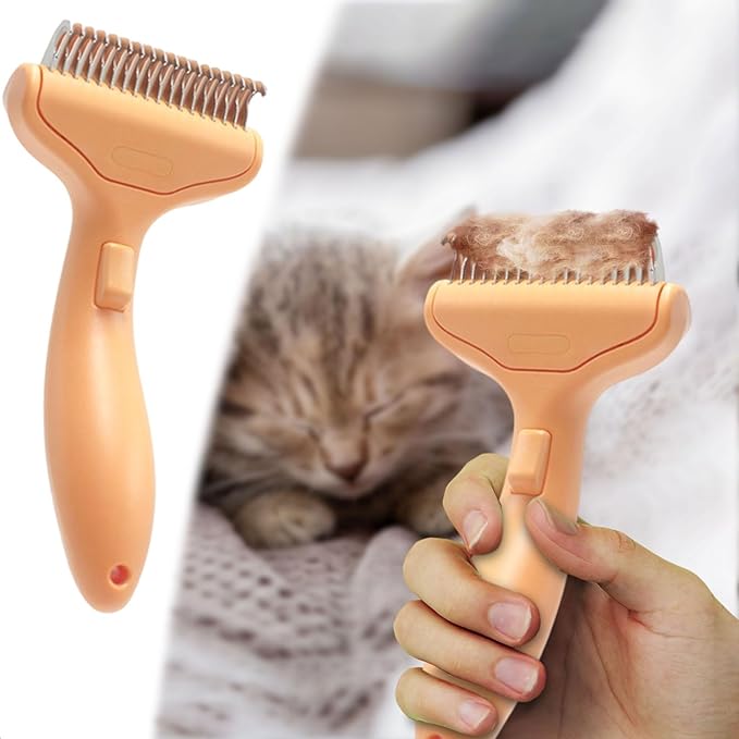 2026 Upgrade Cat Grooming Brush Self Cleaning, Self Cleaning Slicker Brush Small for Dog & Cat, Pet Grooming Deshedding Tool for Detangling & Dematting Long, Easy To Clean Loose Undercoat (Orange#F)