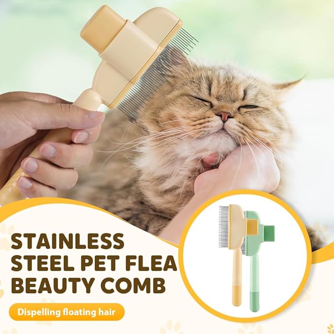 2-in-1 Pet Grooming Brush, Magic Pet Hair Remover Comb with Self-Cleaning Button for Dogs & Cats, Shedding Brush for Long/Short Hair, Home & Furniture Fur Removal Tool (Green 2PCS)