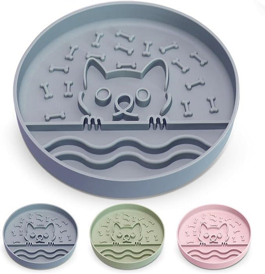 Slow Feeder Dog Bowl with Non-Slip Base, Silicone Puzzle Dog Food Bowl with Unique Design, Slow Feeding Bowl for All Types of Dogs Cats, Interactive Slow Eating, Anti-Choking, BPA-Free
