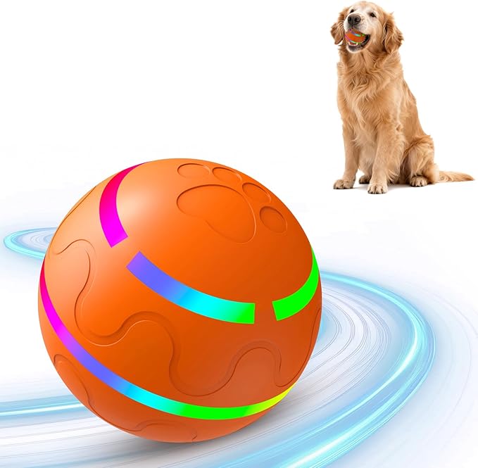 SUJF Interactive Dog Ball, Smart Interactive Dog Toys, Automatic Moving Vibrating Bouncing Pet Ball for Medium and Large Dogs, TPU Material, Rechargeable and Waterproof