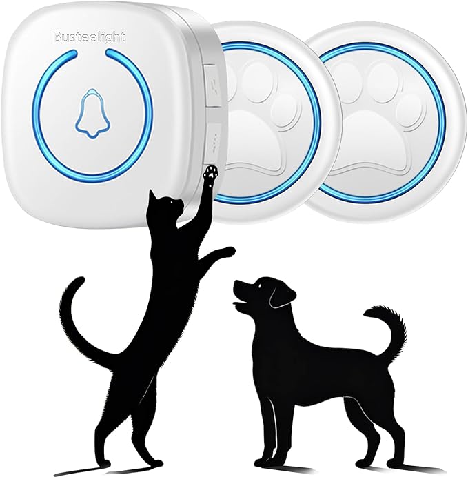 Soft Ring Dog Potty Bell for Training – Wht Wireless Dog Door Bell with 1000ft Range, LED Alert, 60 Tones, Waterproof Dog Bells to Go Outside – Bell for Dogs to Ring to Go Potty(2 Bells & 1 Receiver)