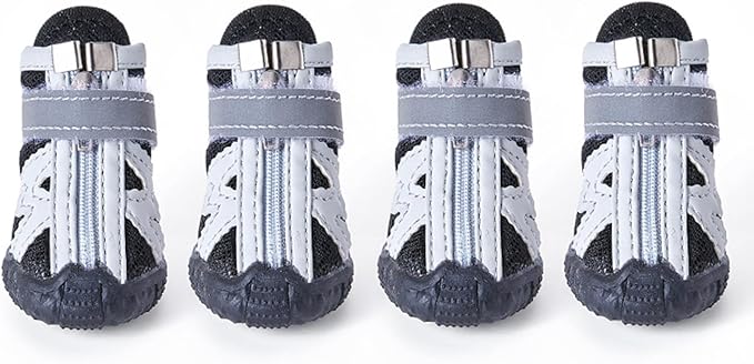 Paipeper Dog Shoes for Small Medium Dogs,Dog Boots & Paw Protectors for Hot Pavement and Winter Snow,Anti-Slip Rubber Dog Booties for Outdoor Walking and Indoor Hardfloors(Black-Size 3)