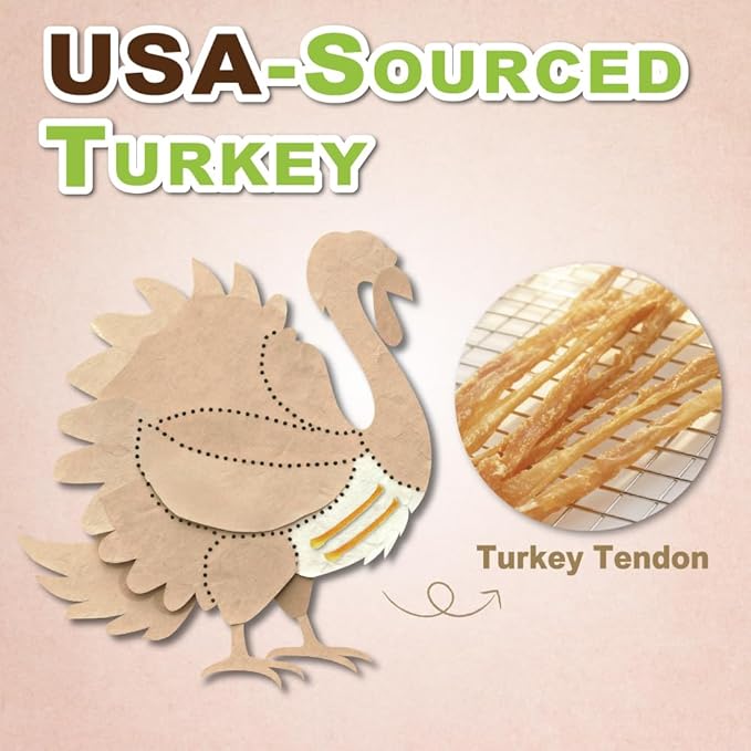 AFreschi Turkey Tendons for Dogs, USA-Sourced, Healthy Dog Treats, Rawhide-Free Puppy Chews, Long Lasting, All Natural, Hypoallergenic Dog Treats for Medium Breeds, 10 oz Pack Pretzel (M)