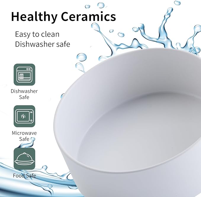 White Elevated Dog Bowl Ceramic for Small Medium Sized Breed,Raised Dog Food Water Bowl with Stand,6 in 3.6 Cups Non Slip Pet Dish Heavy Weighted