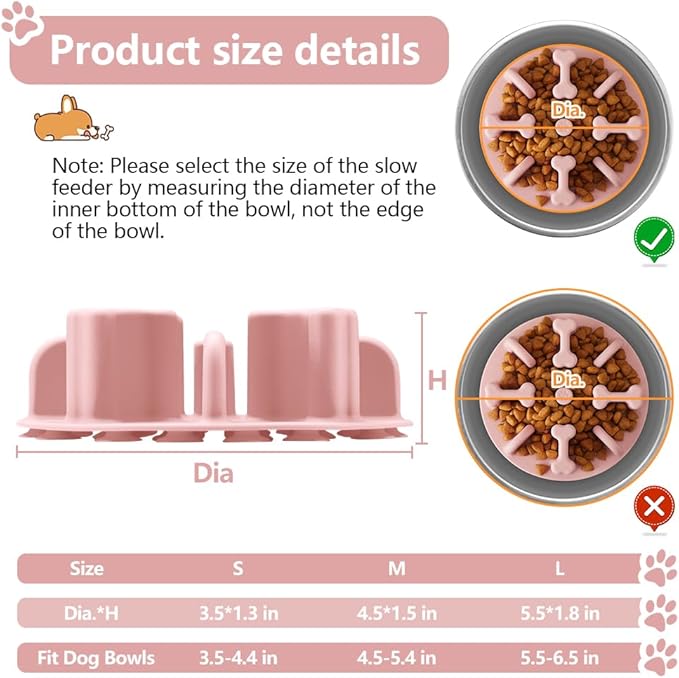 Slow Feeder Dog Bowls Insert, Animire Soft Silicone Anti-Choking Puzzle Anti-Slip Slow Down Eating Feeder Insert, Compatible with Regular Elevated Dog Bowls