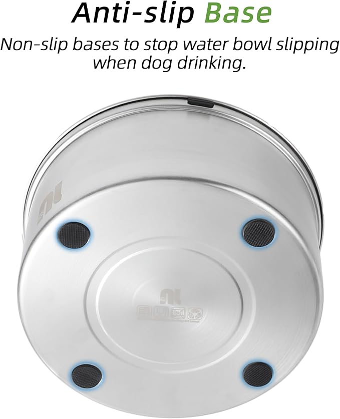 nicelock 3L/0.8 Gallon Dog Water Bowl No Spill, Stainless Steel No Spill Water Bowl for Dogs, Slow Water Dog Bowl, No Splash Dog Water Bowls
