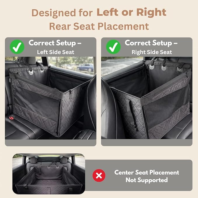 Large Dog Car Seat with Adjustable Seatbelt Leash, PU Leather Back Seat Extender for Dogs with Hard Bottom Pet Seat Cover, Waterproof Foldable Car Hammock for Medium Large Dogs for SUVs, Trucks & Cars