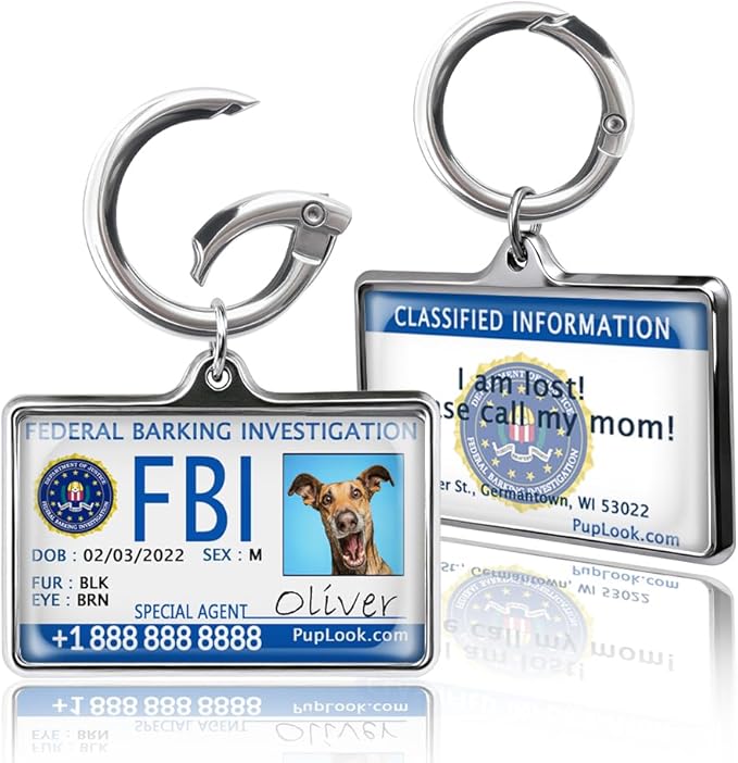 Personalized Dog Tags for Pets Personalized for Pets Silicone Dog Tags Special Dog Tag Silent Dog Tag Waterproof Lightweight Federal Barking Investigation FBI