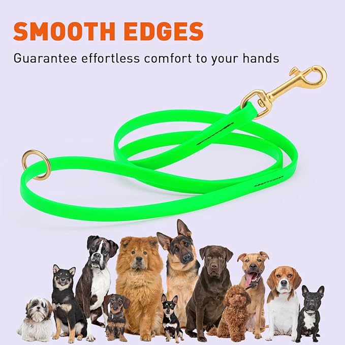 Viper Biothane K9 Working Dog Leash Waterproof Lead for Tracking Training Schutzhund Odor-Proof Long Line with Solid Brass Snap for Puppy Medium and Large Dogs 6ft, Tropical Green