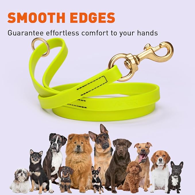 Viper Biothane K9 Working Dog Leash Waterproof Lead for Tracking Training Schutzhund Odor-Proof Long Line with Solid Brass Snap for Puppy Medium and Large Dogs 4ft, Safety Yellow