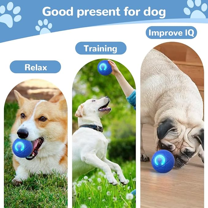 Interactive Dog Toys for Small Dogs, 2026 New Automatic Rolling Ball for Dog, Self Moving Jumping Automatic Moving Rotating Electric Ball for Pets Indoor Outdoor Fun (Blue)
