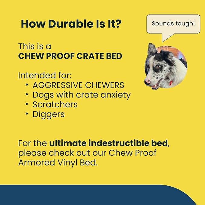 K9 Ballistics Chew Proof Armored XXL Crate Bed 50 x 33 for XX Large Dogs - Virtually Indestructible Pad, Preassembled, Withstands Aggressive Chewers - Fits 54" Wire Crates, Blue Quartz