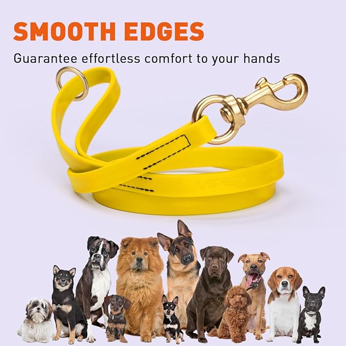 Viper Biothane K9 Working Dog Leash Waterproof Lead for Tracking Training Schutzhund Odor-Proof Long Line with Solid Brass Snap for Puppy Medium and Large Dogs 4ft, Lemon Yellow