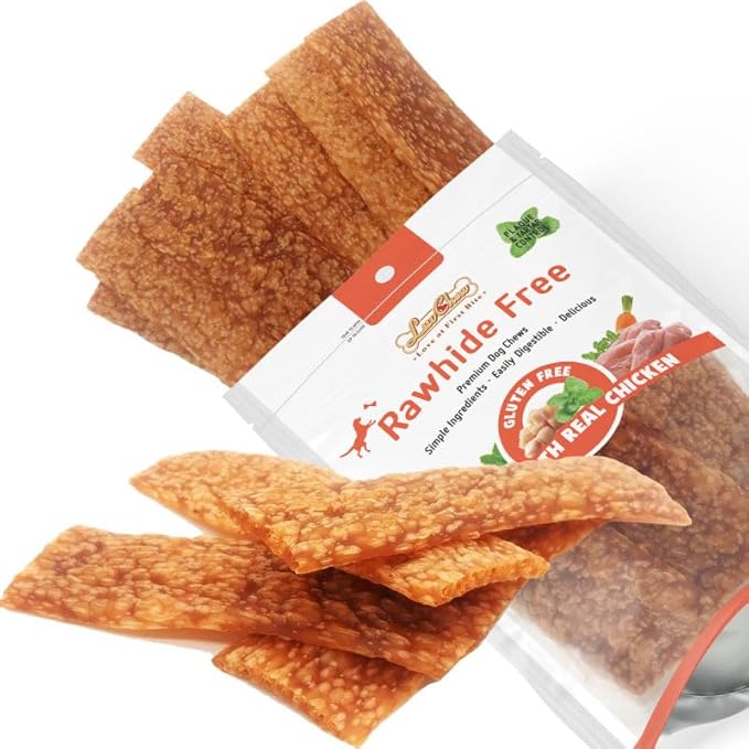 LuvChew Chicken Dog Chew Chips, Puffed Human Grade Chicken Dog Treat, Rawhide Alternative, Easy to Digest 12pcs/Pack