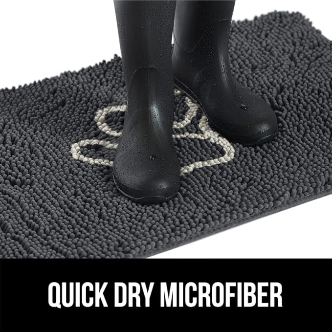 GORILLA GRIP SOAKSTOPPER Dog Door Mat, Machine Washable Rug Absorbent Doormat Captures Moisture Mud Dirt, Quick Dry Soft Chenille Entryway Rugs Indoor Entrance Mats for Dog Paws, 24x17 Charcoal