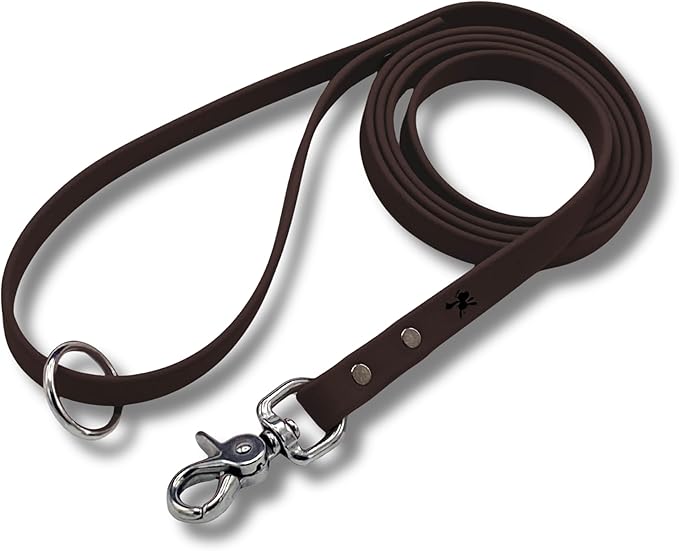Gummy K9 Biothane Dog Leash, Professional Training Lead, Stainless Steel, New Advanced Safety Clasp, Weatherproof, Waterproof, Long Lasting, 6 Ft (3/4 Brown), Small, Medium, Large Dogs, Made in USA