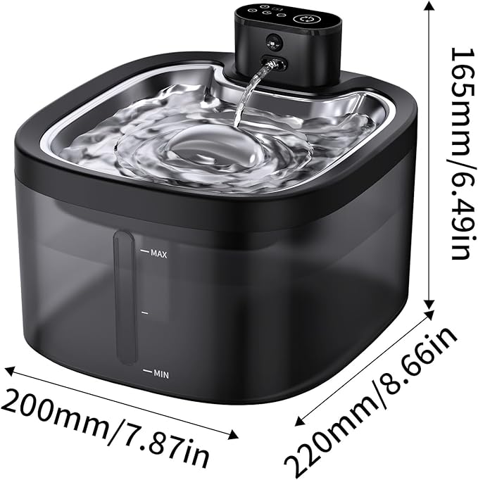 Wireless Cat Water Fountain with Stainless Steel Tray, 3.5L/118oz Rechargeable Battery Pet Water Dispenser, Ultra-Quiet Indoor Fountain with Motion Sensor, BPA-Free(8Filters)