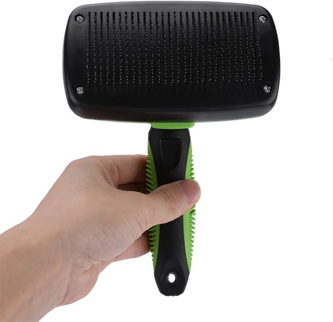 Self Cleaning Pet Slicker Brush Comb, Professional Dog Cat Grooming Tool, Retractable for Easy Hair Removal, Ergonomic Handle for Long Hair Medium Short Thick Wiry Curly C