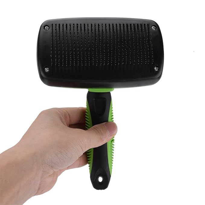 Self Cleaning Pet Slicker Brush Comb, Professional Grooming Tool for Dogs and Cats, Stainless Steel with Retractable Button, Ergonomic Handle for Long Short Thick Wiry or