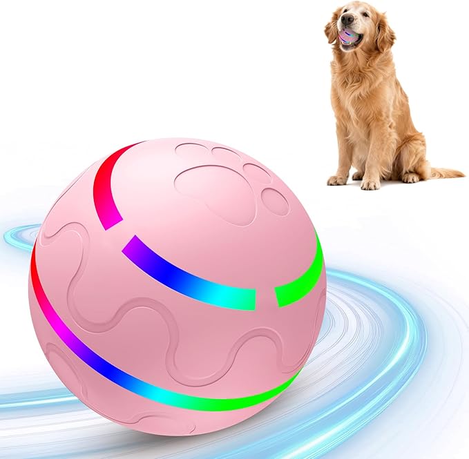 SUJF Interactive Dog Ball, Smart Interactive Dog Toys, Automatic Moving Vibrating Bouncing Pet Ball for Medium and Large Dogs, TPU Material, Rechargeable and Waterproof