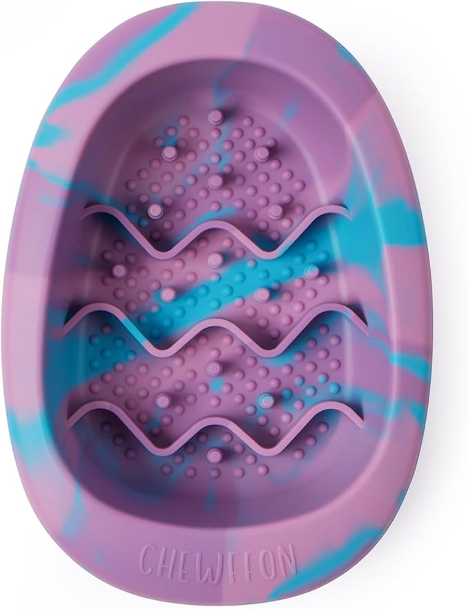 CHEWFFON Interactive Dog&Cat Lick Mat Bowls, BPA-Free Silicone Dog Slow Feeder with Suction Cups, Non Slip Food Bowl for Dogs and Cats, Reduces Boredom and Anxiety, Dishwasher Safe, Blueberry Small
