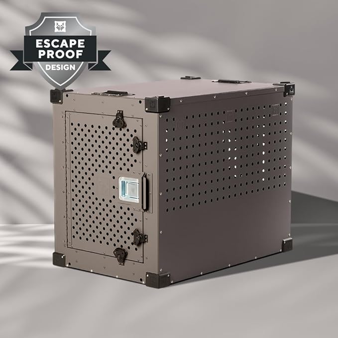 Impact Indestructible High Anxiety Dog Crate for XXL Dogs - Heavy Duty Escape Proof Indoor Dog Kennel with Powder-Coated Aluminum - Ideal for Escape Artists (Gray, 48" (48.5" L x 32.5" W x 36" H)