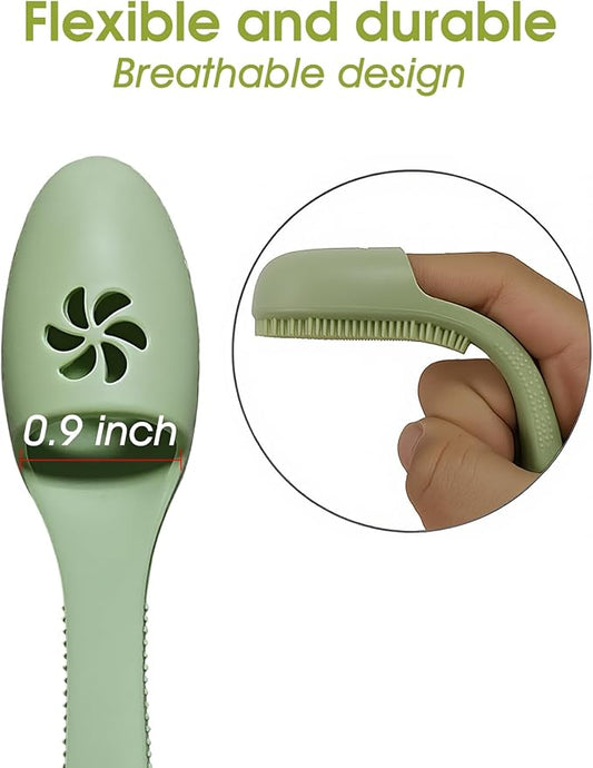 Dog Finger Toothbrush, Pet Tooth Brushing Kit with Food Grade Silicone, Easily Clean Teeth Dirt, Suitable for Medium and Large Dogs & Cats, 4-Packs, Green+Blue+Grey+Purple