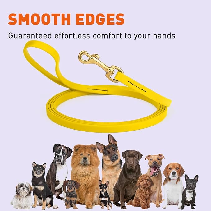 Viper K9 Biothane Working Dog Leash Waterproof Lead for Tracking Training Schutzhund Dog Sport & Search - Odor-Proof Long Line with Solid Brass Snap for Puppy Medium and Large 1/2" x 20ft Lemon Yellow