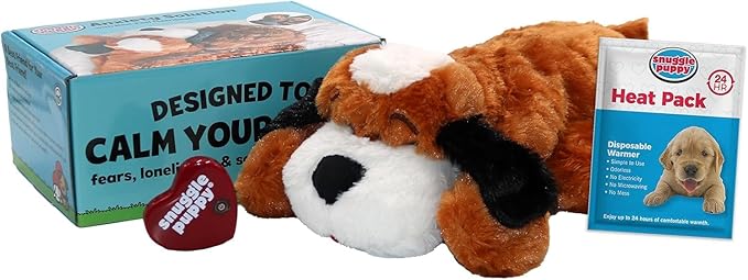 Original Snuggle Puppy Heartbeat Puppy Toy - Heartbeat Puppy for Dogs - Pet Anxiety Relief and Calming Aid - Comfort Dog Toy - Behavioral Training and Sleep Aid Cuddle buddy - Crate Training Essential