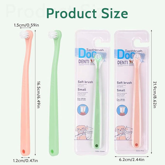 2 Pack Mini Head Soft Cat & Dog Toothbrush Deep Clean Kit, Portable Travel Friendly & Easy to Use for Puppy, Kitten, Small Dog & Cat