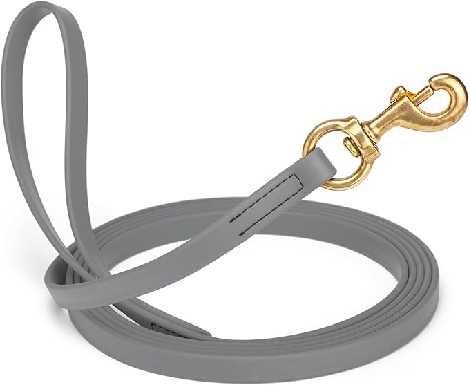 Viper Biothane K9 Working Dog Leash Waterproof Lead for Tracking Training Schutzhund Odor-Proof Long Line with Solid Brass Snap for Puppy Medium and Large Dogs, 20ft Battleship Gray