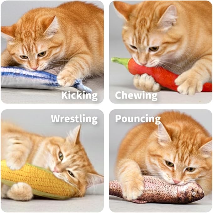 BLUE BAY 100% Silvervine Cat Toy, Cat Stress-Relief Toy, for Chewing, Cuddling & Kicking, Multiple Patterns and Sizes (Mackerel (7.5" Length), One Size)