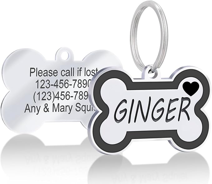 Personalized Deep Engraving Pet ID Tags Engraved Both Sides Bone Shape Custom Dog Tag