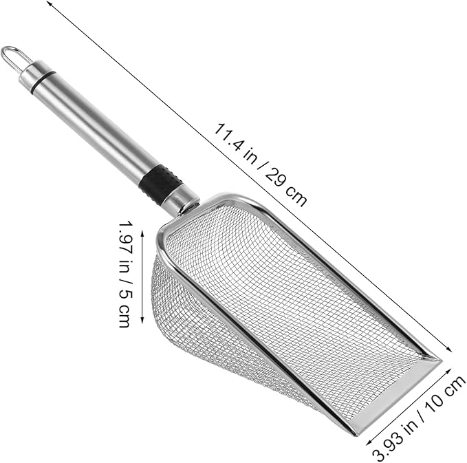 Stainless Steel Cat Litter Scoop 11.4 Inch with Fine Mesh Sifter Comfortable Handle Metal Cat Litter Scooper for Clump Sifting and Easy Waste Removal