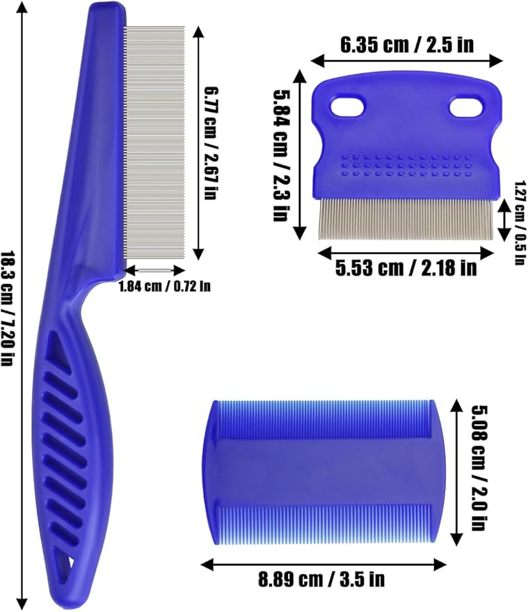 Flea Comb for Cats Dogs, 6 Pack Flea and Lice Grooming Comb Set for Cats, Pet Grooming Tools for Small, Medium & Large Pets (Pink & Blue)