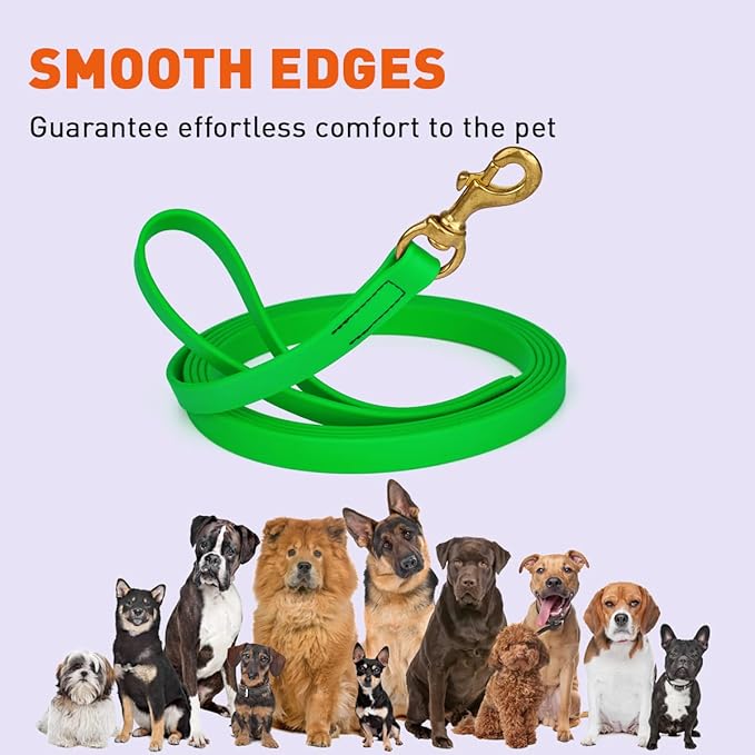 Viper K9 Biothane Working Dog Leash Waterproof Lead for Tracking Training Schutzhund Dog Sport & Search - Odor-Proof Long Line with Solid Brass Snap for Puppy Medium Large 3/4" x 33ft Tropical Green