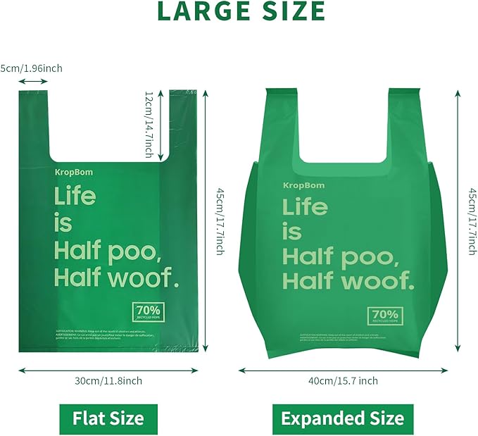 60 Count Cat Poop Bags Large Pet Waste Sacks with Handles, Disposable Litter Bags for Pet Poop, Extra-Thick Waste Bags Easy Tie Leak-Proof Strengthen Unscented