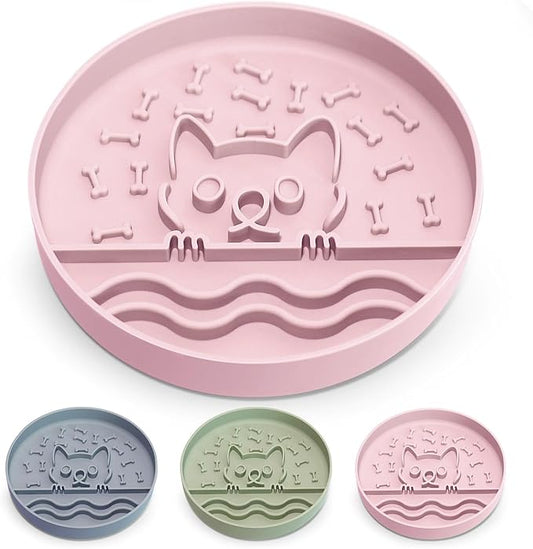 Slow Feeder Dog Bowl with Non-Slip Base, Silicone Puzzle Dog Food Bowl with Unique Design, Slow Feeding Bowl for All Types of Dogs Cats, Interactive Slow Eating, Anti-Choking