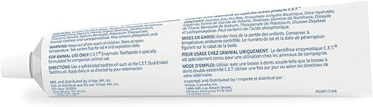 Virbac C.E.T. Enzymatic Toothpaste, Eliminates Bad Breath by Removing Plaque & Tartar Buildup, Best Pet Dental Care Toothpaste, Poultry Flavor, 2.5 oz tube