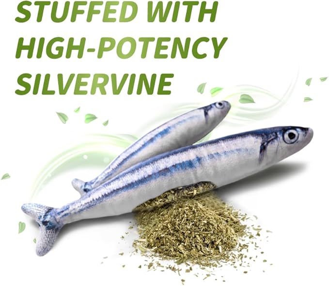 BLUE BAY 100% Silvervine Cat Toy, Cat Stress-Relief Toy, for Chewing, Cuddling & Kicking, Multiple Patterns and Sizes (Mackerel (7.5" Length), One Size)