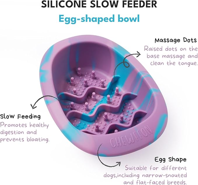 CHEWFFON Interactive Dog&Cat Lick Mat Bowls, BPA-Free Silicone Dog Slow Feeder with Suction Cups, Non Slip Food Bowl for Dogs and Cats, Reduces Boredom and Anxiety, Dishwasher Safe, Blueberry Small