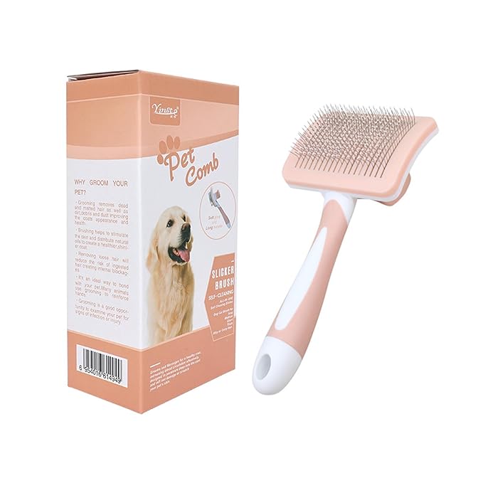 Cat Grooming Brush, Dog Slicker Brush for Dogs, Cat Brushes for Indoor Cats, Pets Skin Friendly Self Cleaning Slicker Massage Brushes for Shedding Dogs Cats,Hair Gentle Remove Loose Undercoat(Green)
