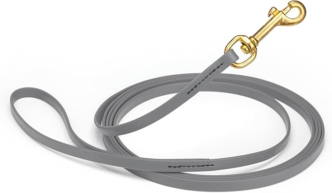 Viper Biothane K9 Working Dog Leash Waterproof Lead for Tracking Training Schutzhund Odor-Proof Long Line with Solid Brass Snap for Puppy Medium and Large Dogs, 10ft Battleship Gray