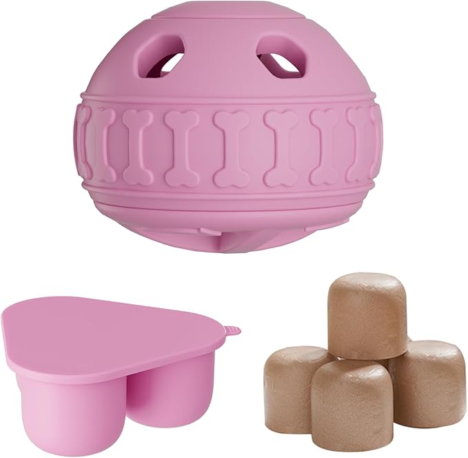 CUTENNIOU 2 in 1 Interactive Dog Toy and Silicone Tray with Lid, Dog Enrichment Toys for Large Dogs 25-75 lbs, Freezable Dogs Chew Toy to Keep Them Busy, Frozen Treat Dispensing for Slow Food Training