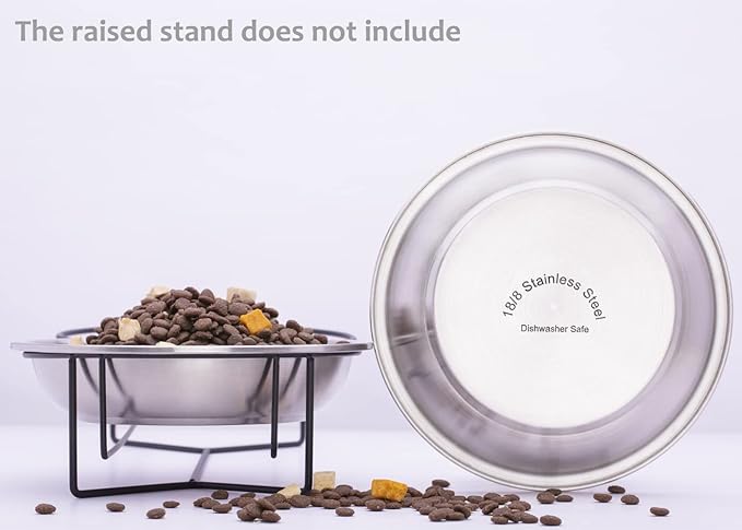 Stainless Steel Cat Bowls 4 Pack, Whisker Fatigue Relief Cat Food Dish, Metal Shallow Wide Large Replacement Plate for Dog and Pet, Ideal for Raised Elevated Pet Feeding Station Stand, 7.1"