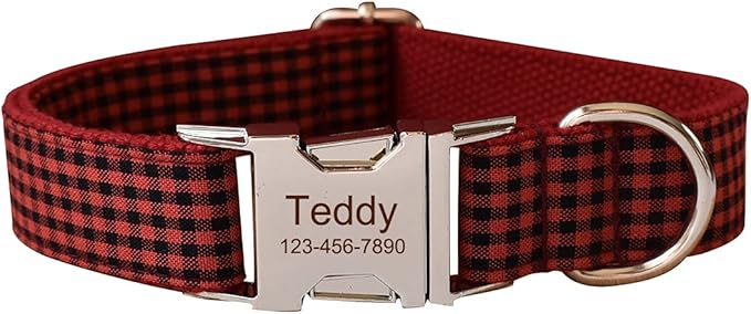 Personalized Dog Collars for Puppy Small Medium Large Pets with Engraved Name and Phone Number (L, Red)