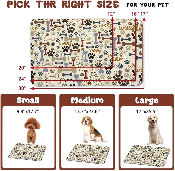 Dog Food Mats for Floors Waterproof, Dog Cat Water Bowl Mats Pet Feeding Absorbent Mat Dog Cat Pet Placemats for Food and Water Beige 24 * 32 inch