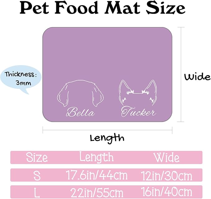 Personalized Pet Feeding Mat Custom Name Dog Food Mat Customized Cat Water Placemats, Waterproof & Non-Slip Design for Dogs Cats, Style 5
